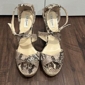 L.K. Bennett snake skin print platform heels, Size 8.5